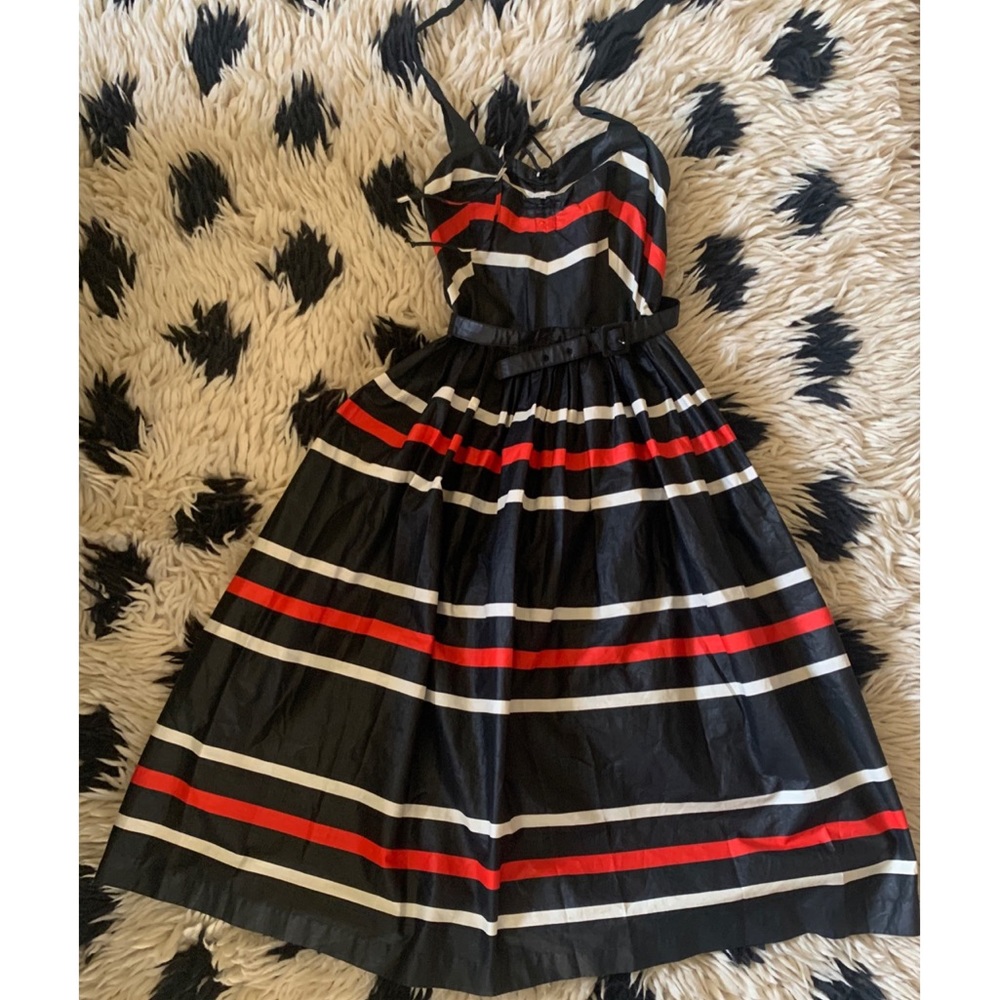 STRIPED HALTER PIN-UP ROCKABILLY DRESS